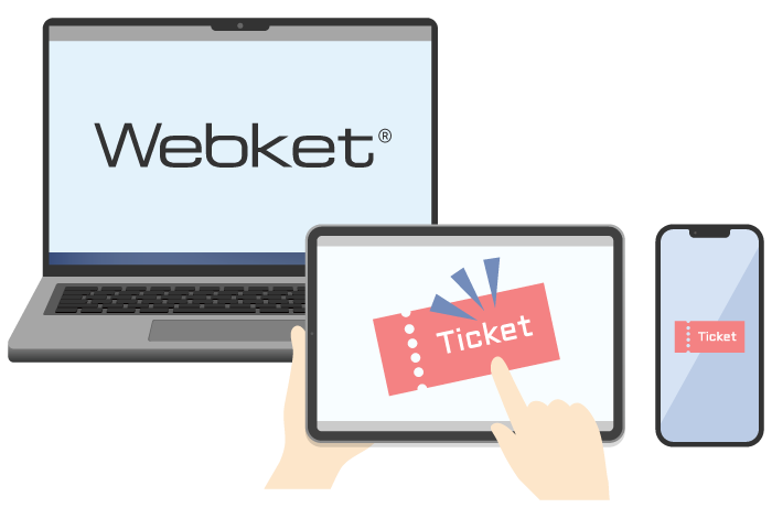 パソコン・スマートフォン・タブレットからWebketでチケット購入している様子